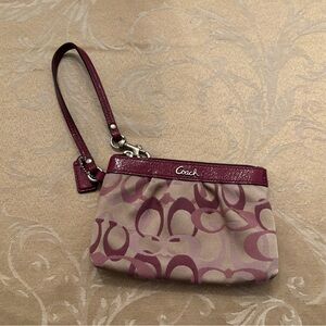 Coach Wristlet in Burgundy and Beige
